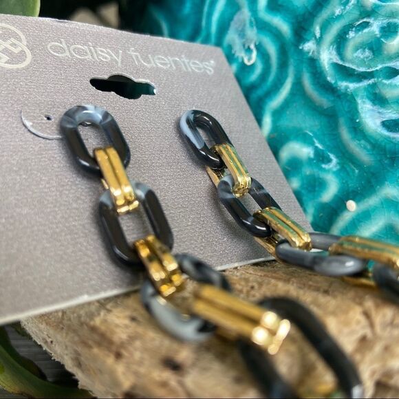 Waterfall Chain Link Gold Black Daisy Fuentes Fashion Earrings $16ea / 3 for $25 - Picture 4 of 7